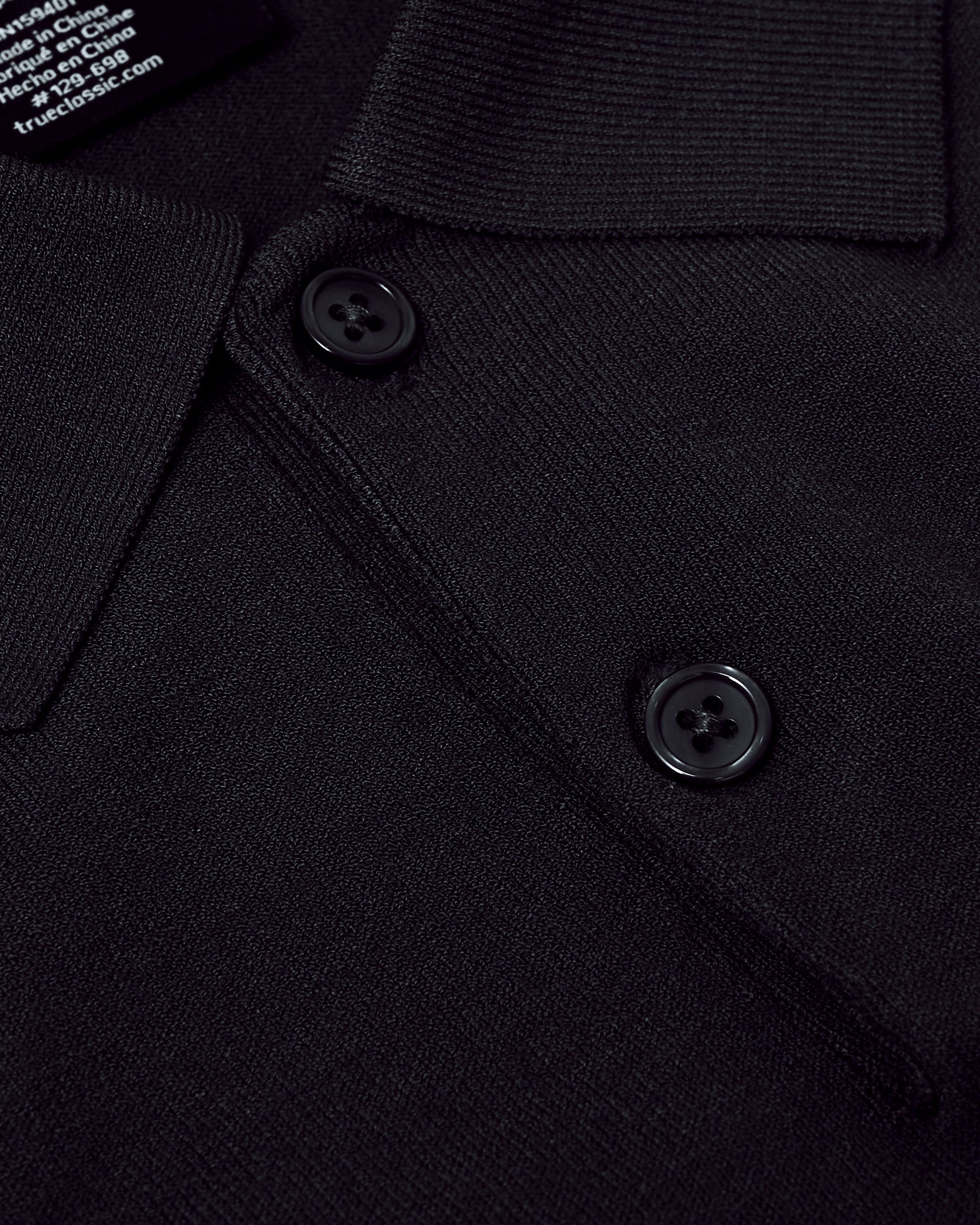 Black Short Sleeve Sweater Polo