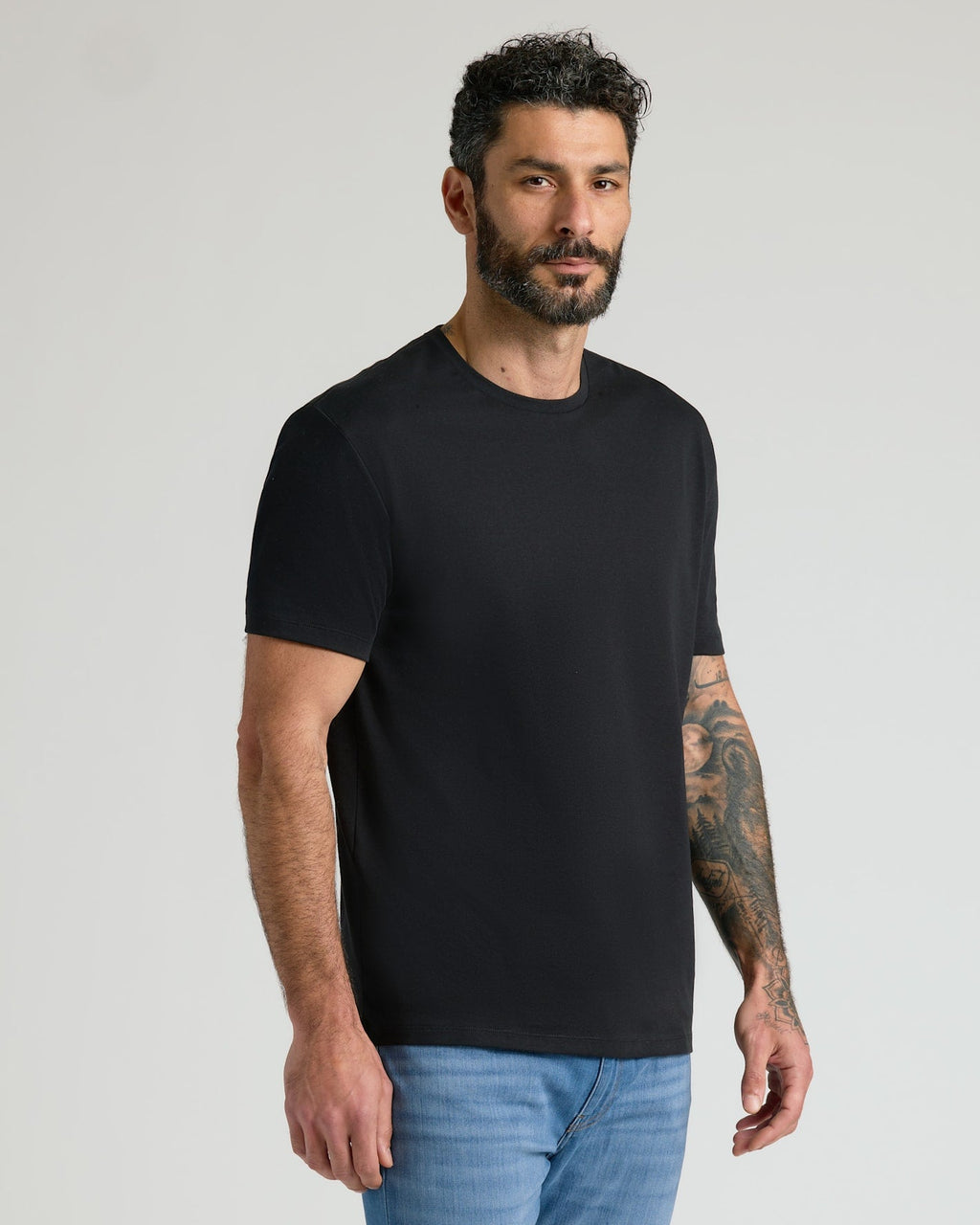 All Black Pima Cotton Blend Crew 7-Pack