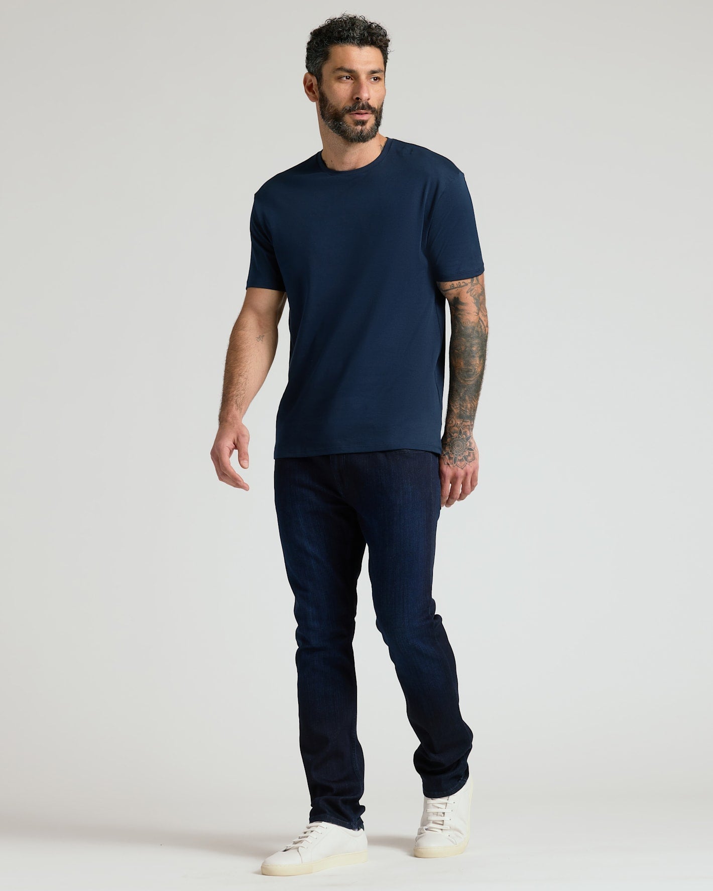 Navy Pima Cotton Blend Crew