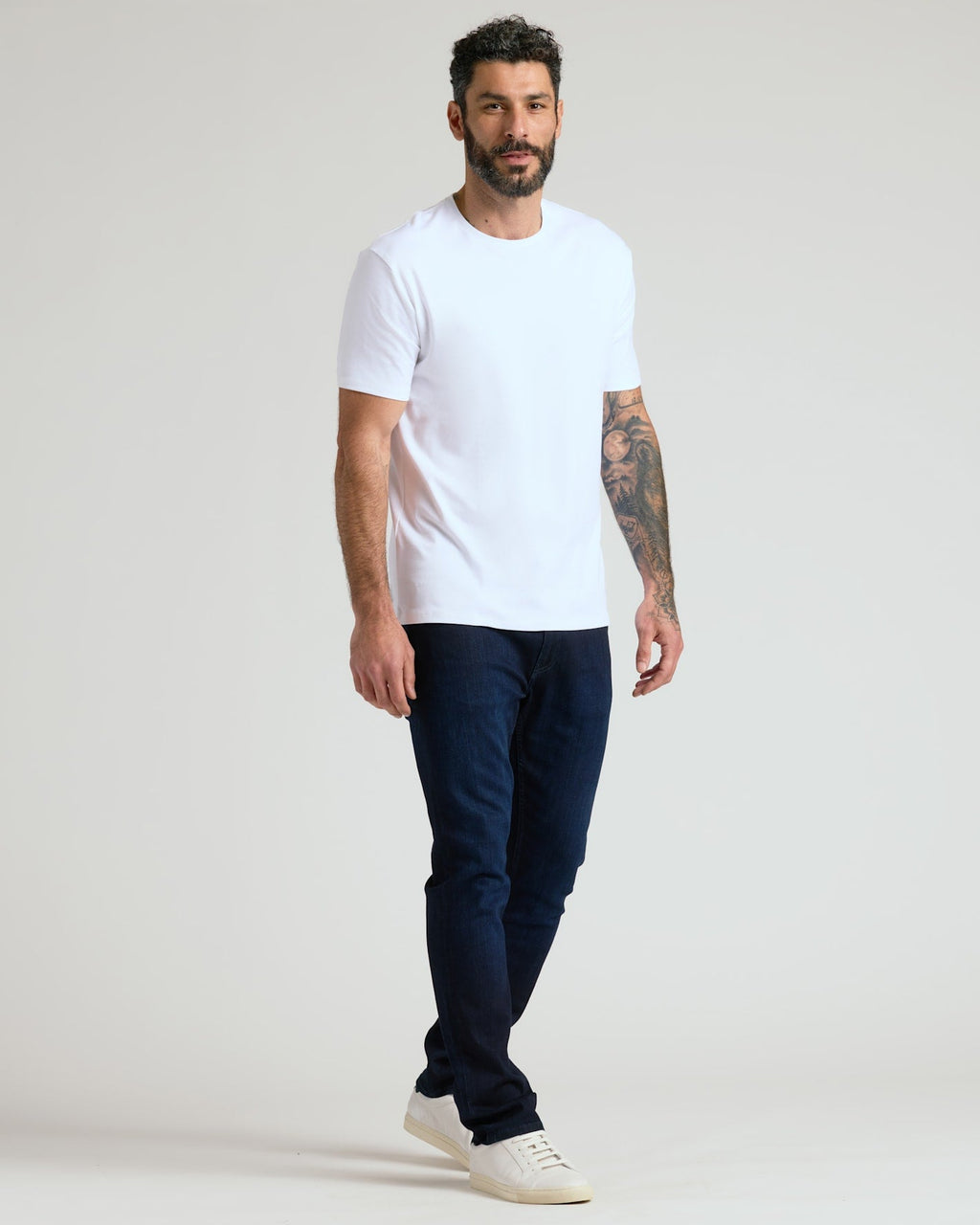 White Pima Cotton Blend Crew