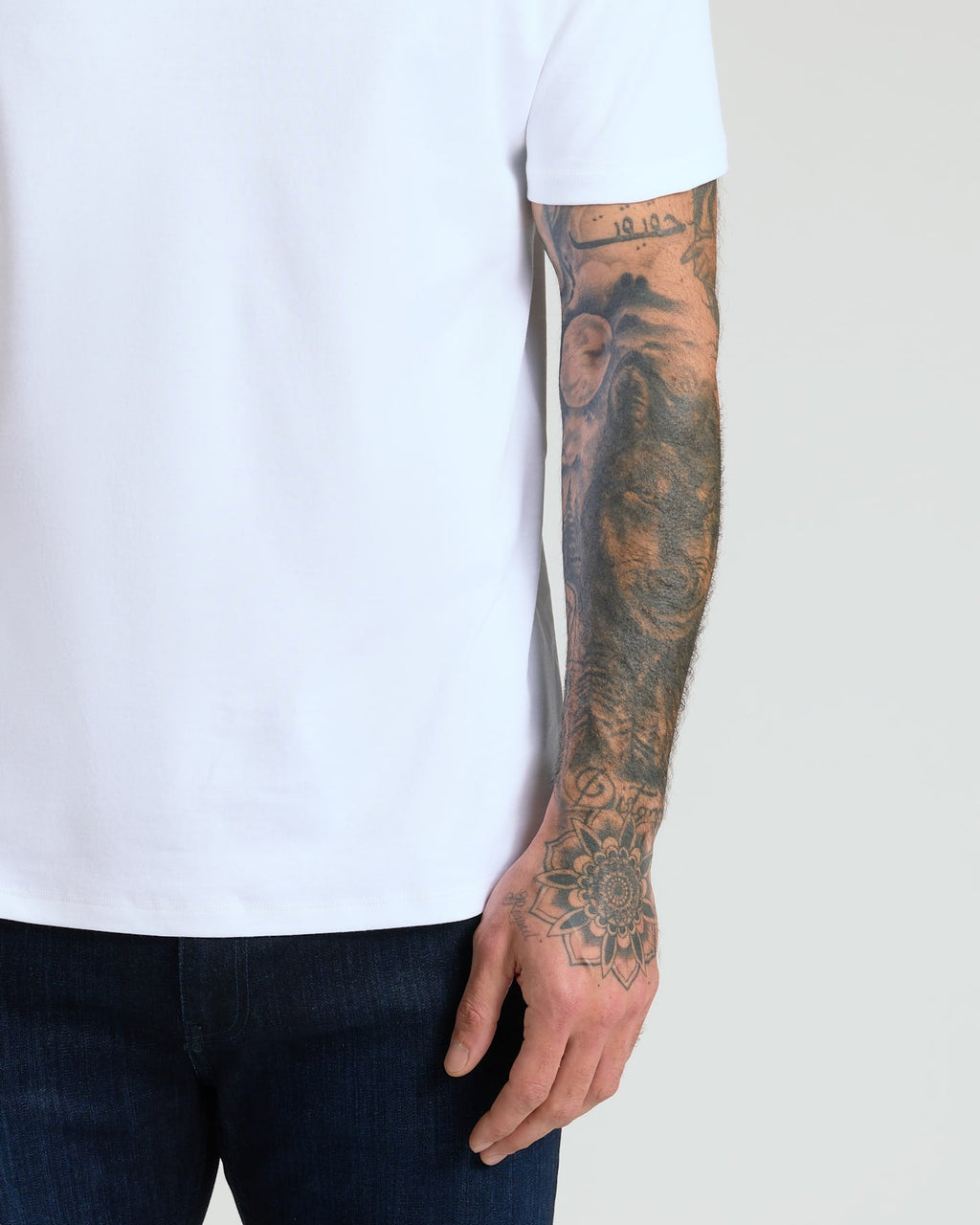 White Pima Cotton Blend Crew