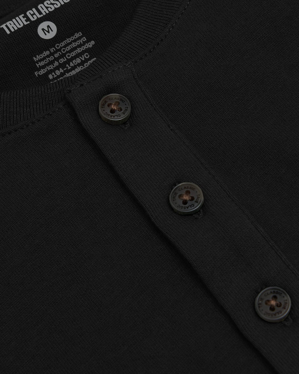 Black Heavyweight Curved Hem Henley