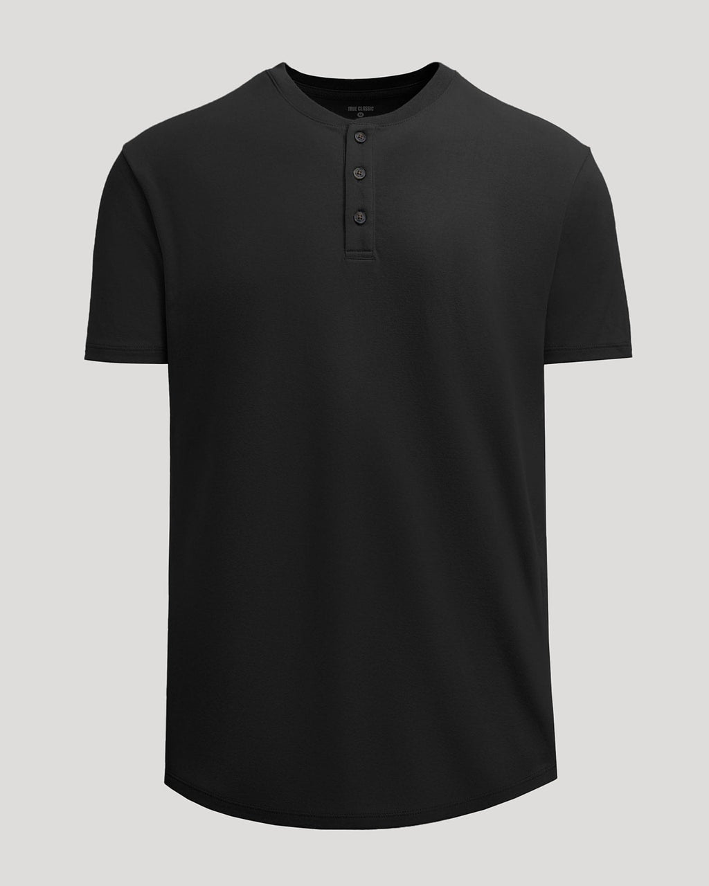 Black Heavyweight Curved Hem Henley