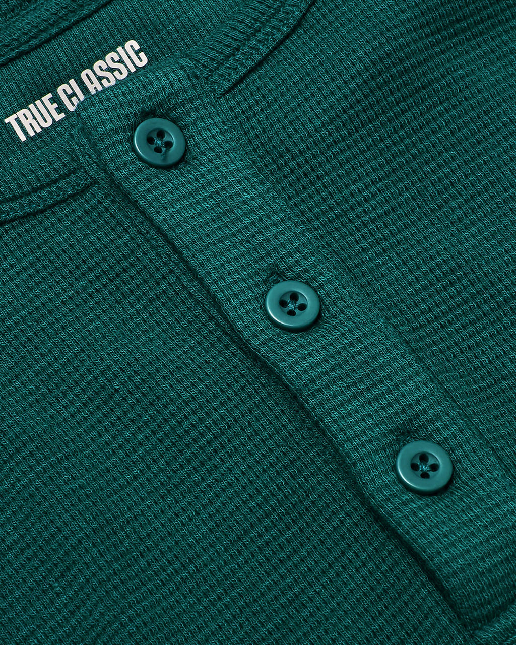 Deep Emerald Waffle Long Sleeve Henley