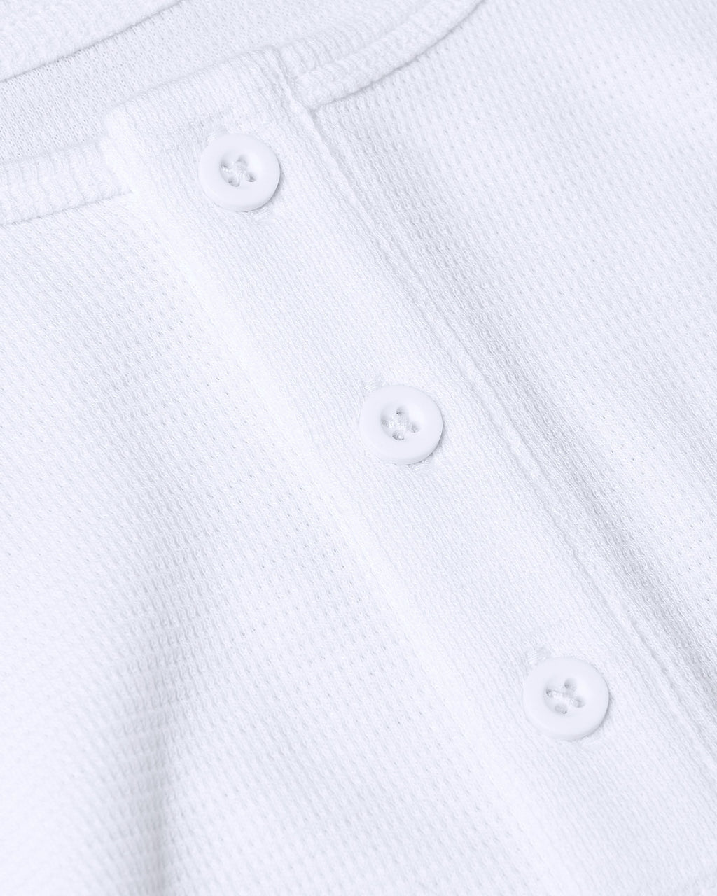 White Waffle Long Sleeve Henley 3-Pack