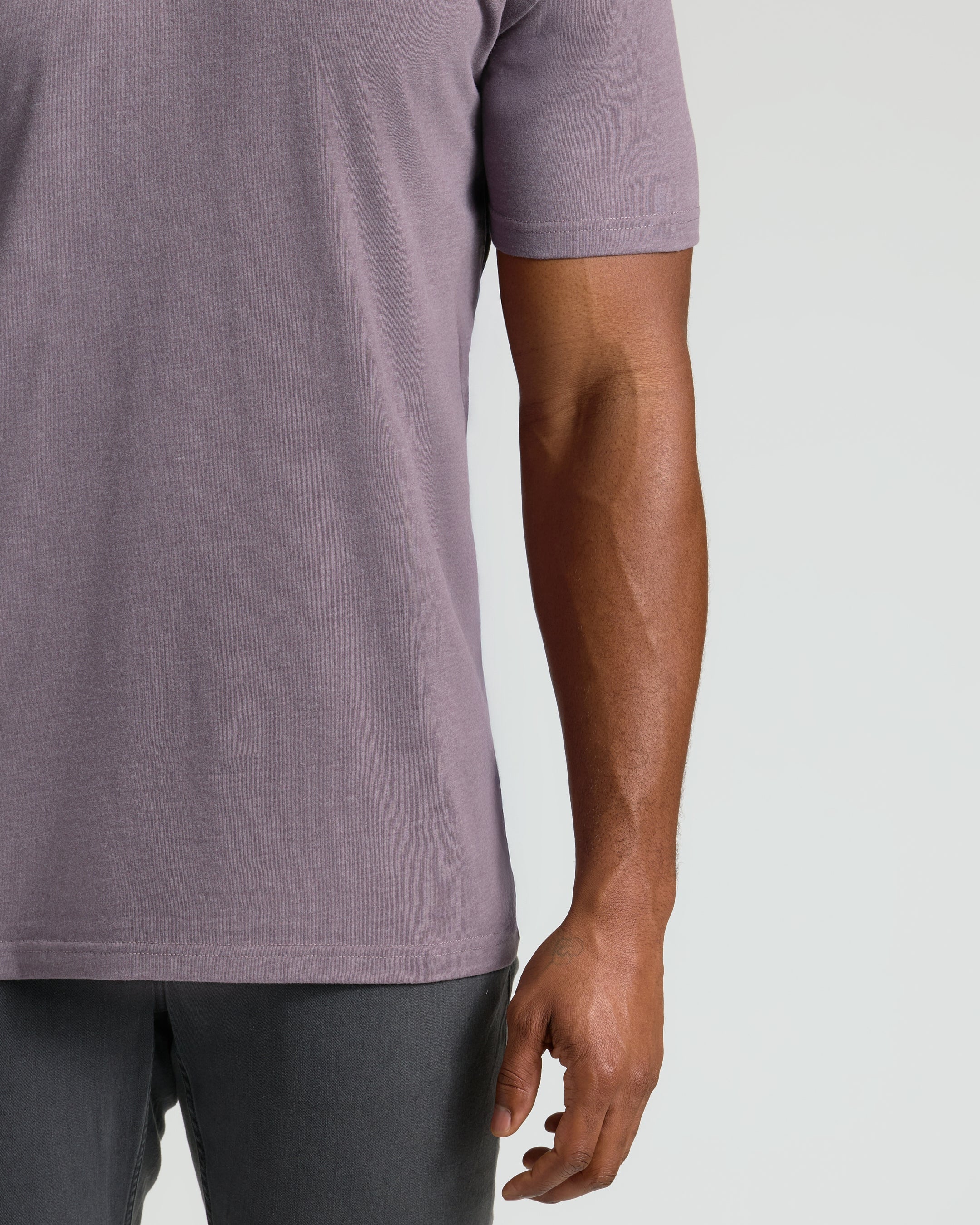 Dark Heather Amethyst Tall Straight Hem Crew Neck T-Shirt