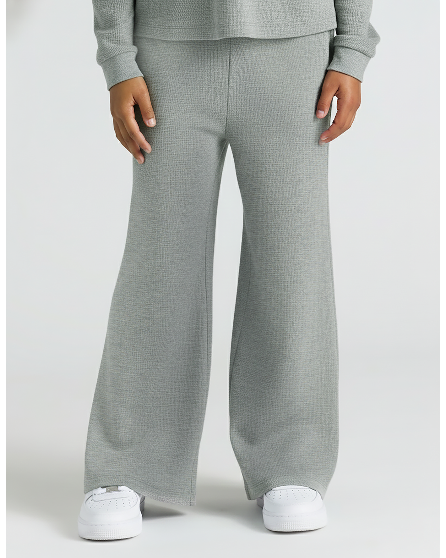 Girls Heather Gray Waffle Long Sleeve Henley & Waffle Leg Pants 2-Pack
