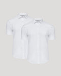 All White Short Sleeve Performance Dress Shirt 2-Pack