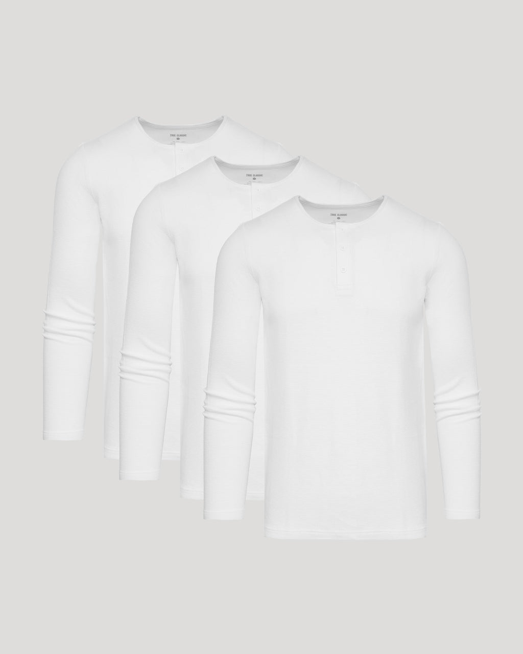 White Waffle Long Sleeve Henley 3-Pack