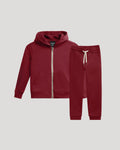 Boys Dark Maroon Full Zip Fleece Hoodie & Jogger 2-Pack