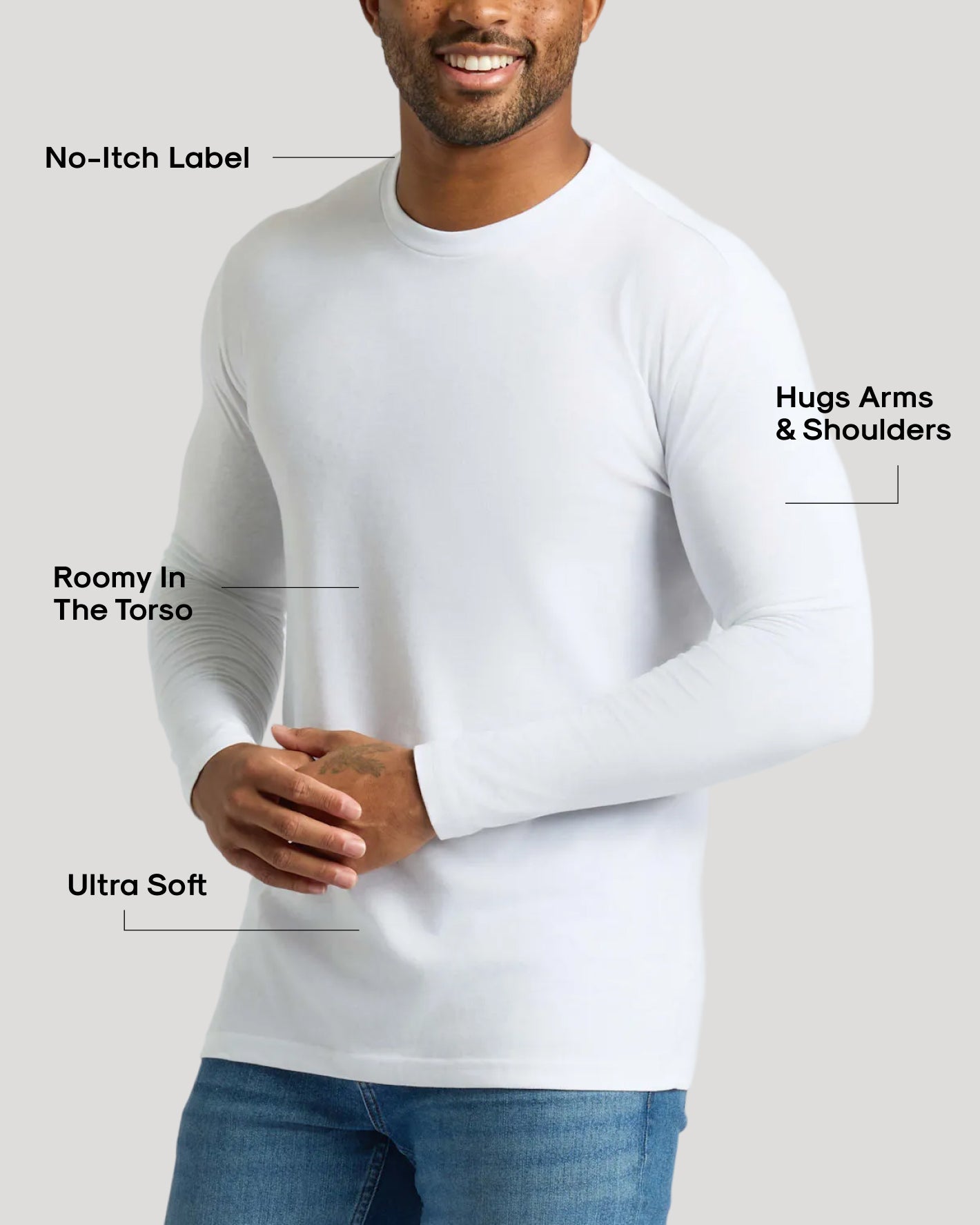 All White Long Sleeve Crew Neck 3-Pack