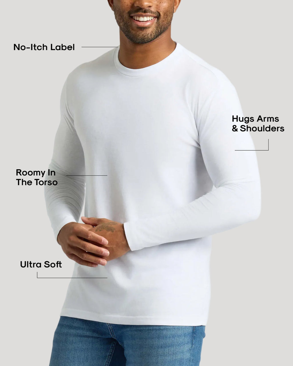 White Classic Long Sleeve Crew Neck 10-Pack