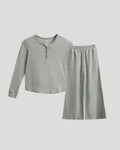 Girls Heather Gray Waffle Long Sleeve Henley & Waffle Leg Pants 2-Pack