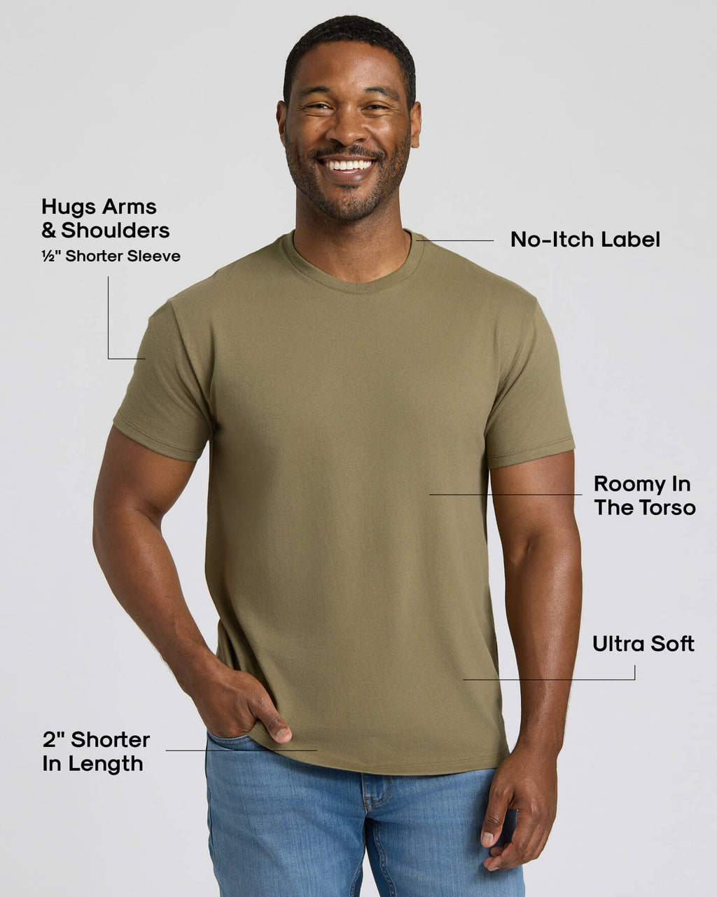 Military Green Short Classic Crew Neck