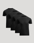 All Black Pima Cotton Blend Crew 4-Pack