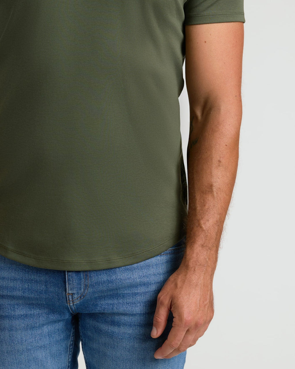 Grove Pima Cotton Blend Curved Hem Crew