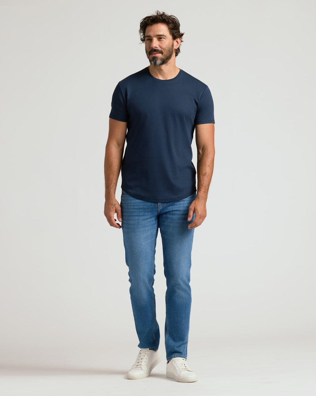 Pima Cotton Blend Curved Hem Crew 4-Pack