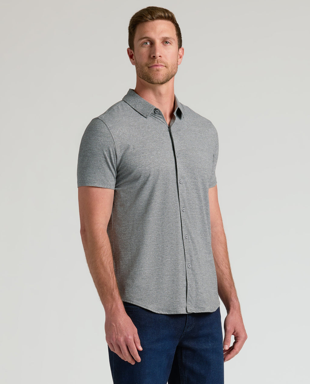 White & Heather Gray Short Sleeve Comfort Knit Shirt 2-Pack