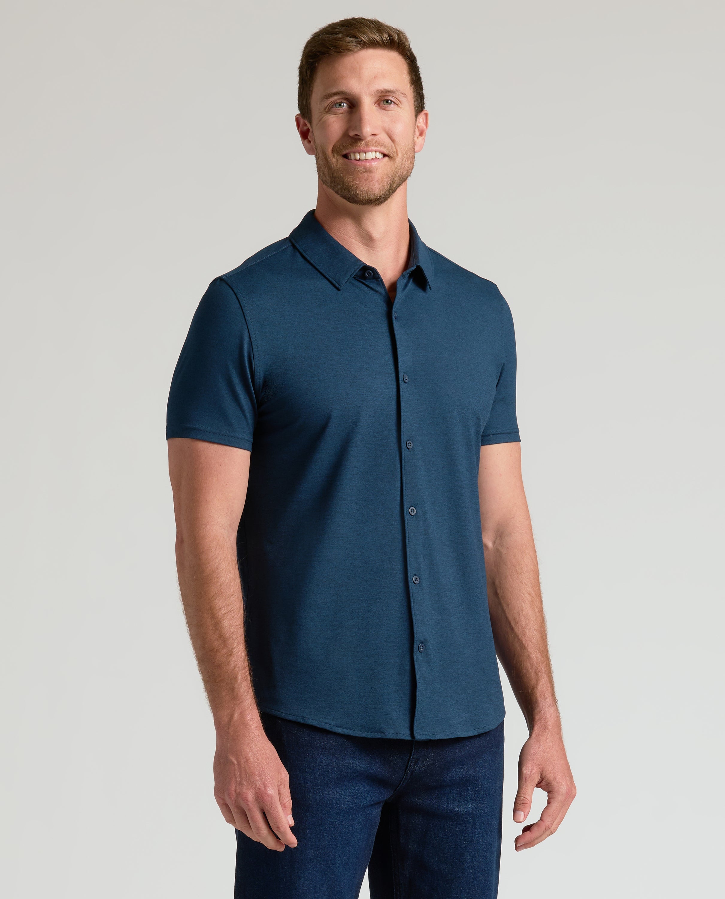 Dark Heather Navy & Charcoal Heather Gray Short Sleeve Comfort Knit Shirt 2-Pack