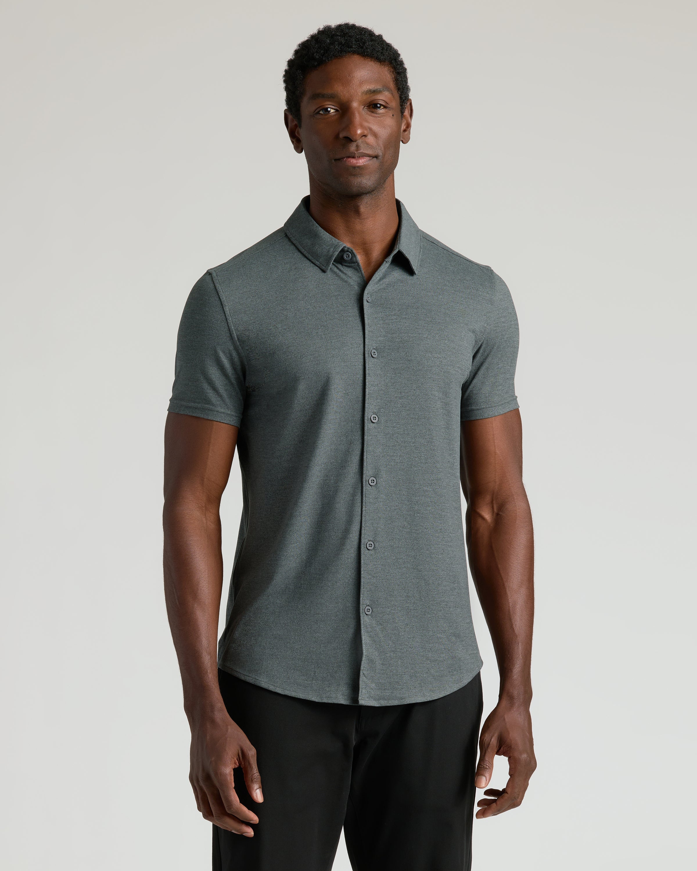 Dark Heather Navy & Charcoal Heather Gray Short Sleeve Comfort Knit Shirt 2-Pack
