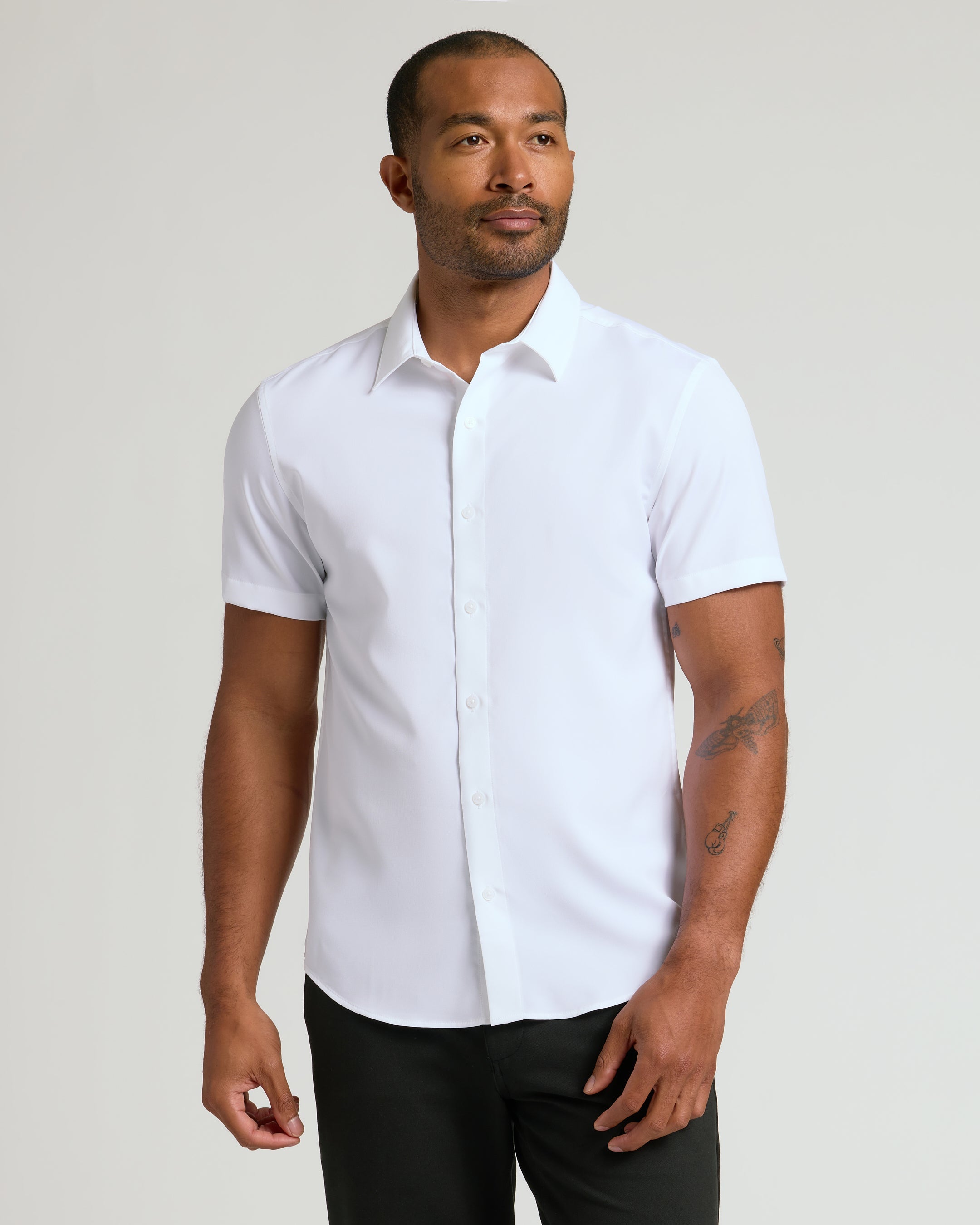 White & Navy Short Sleeve Performance Dress Shirt 2-Pack