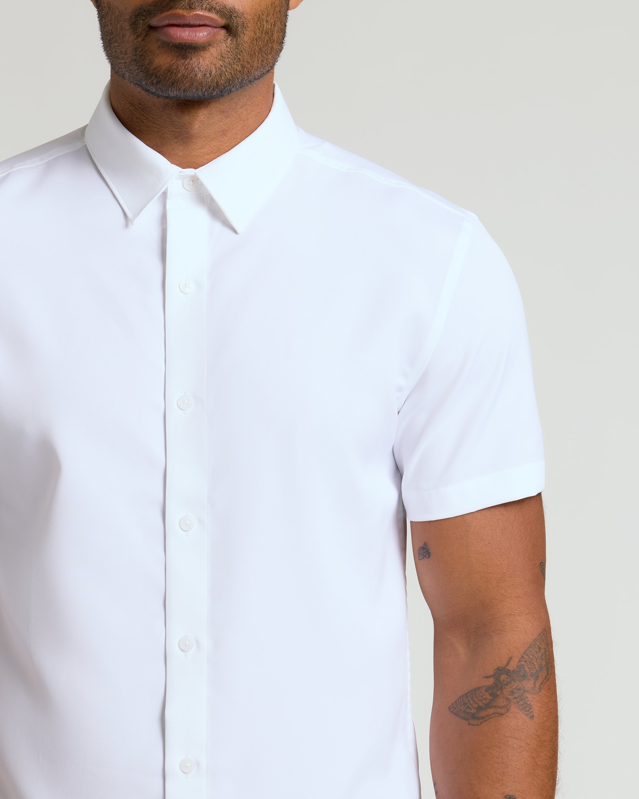 All White Short Sleeve Performance Dress Shirt 2-Pack