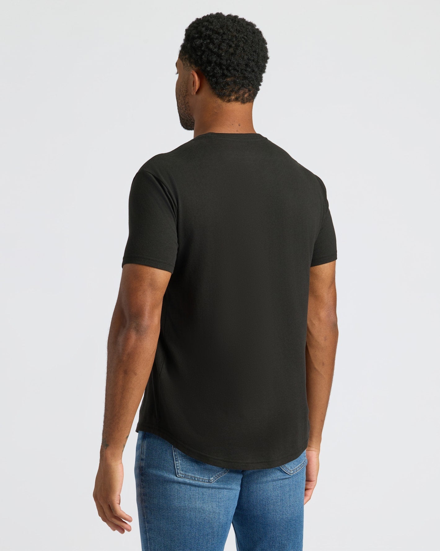Black Curved Hem Classic Crew Neck 6-Pack