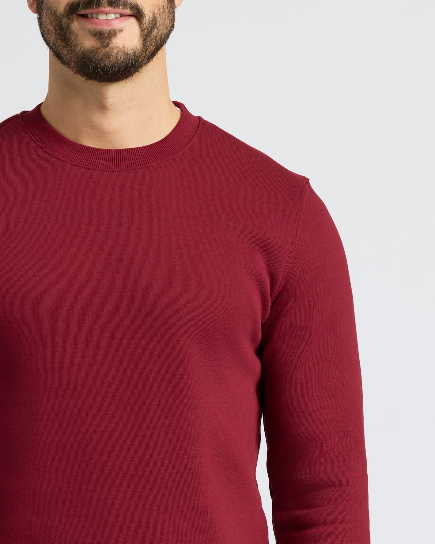 Dark Maroon Fleece French Terry Pullover Crew Neck