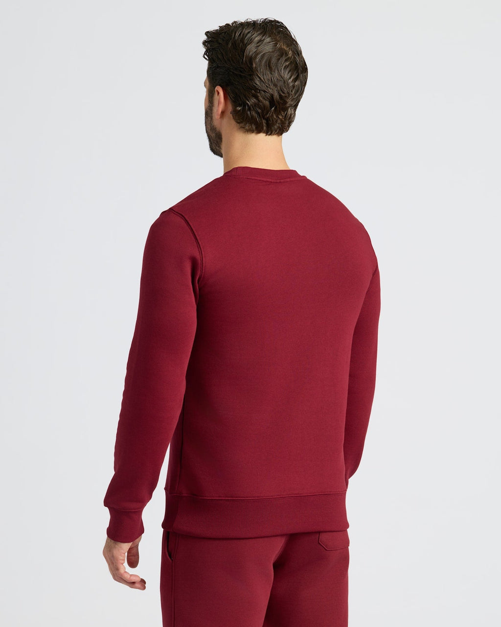 Dark Maroon Fleece French Terry Pullover Crew Neck