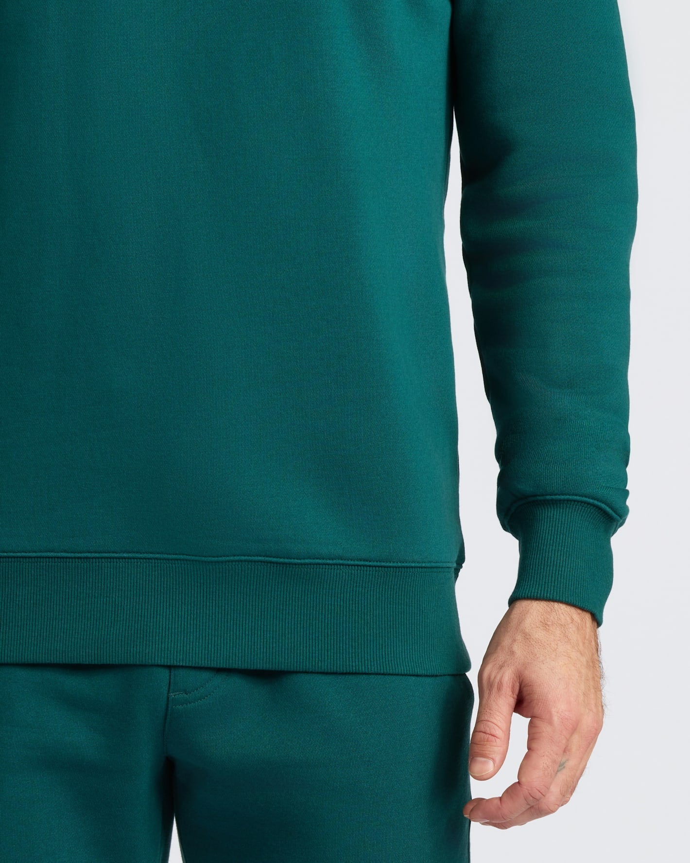 Deep Emerald Fleece French Terry Pullover Crew Neck