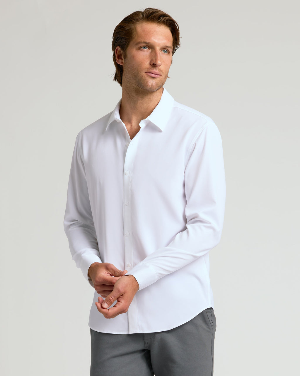 All White Long Sleeve Performance Dress Shirt 2-Pack
