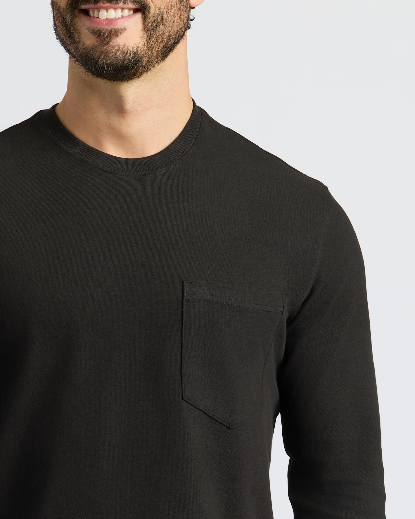 Black Heavyweight Long Sleeve Pocket Crew 2-PacK