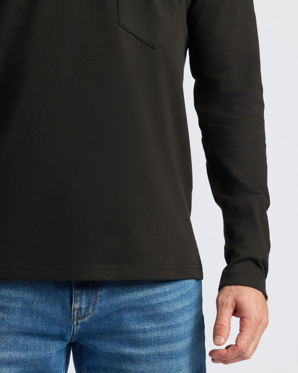 Black Heavyweight Long Sleeve Pocket Crew 4-Pack