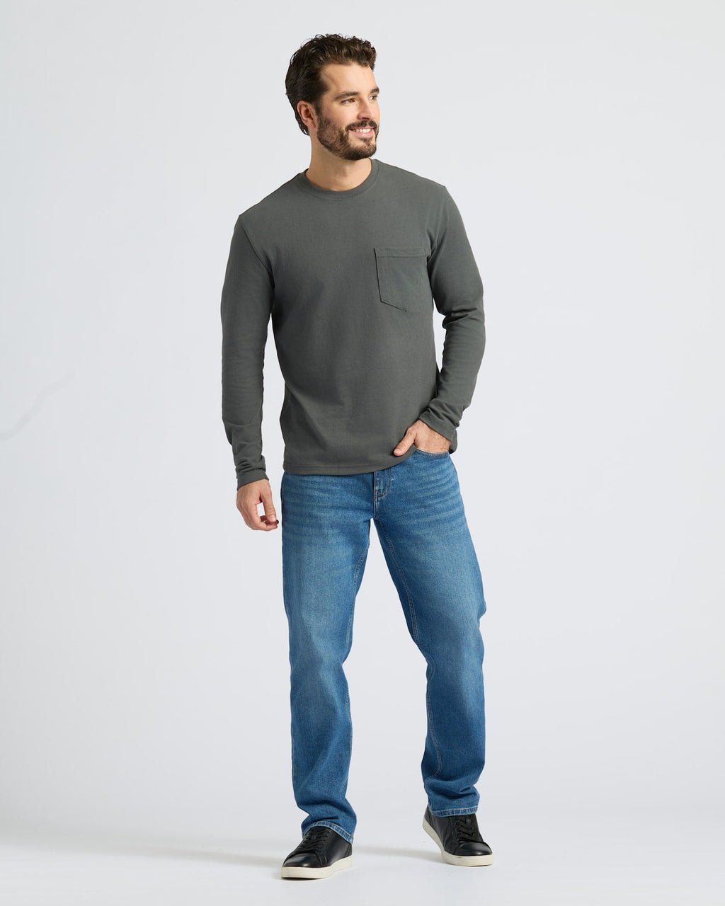 Carbon Heavyweight Long Sleeve Pocket Crew