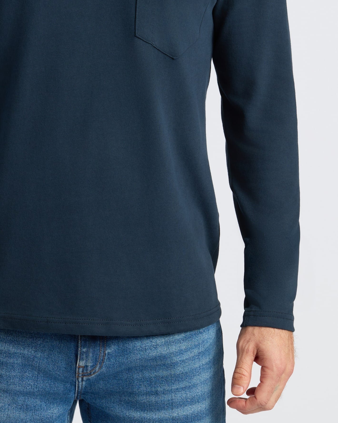 Navy Heavyweight Long Sleeve Pocket Crew