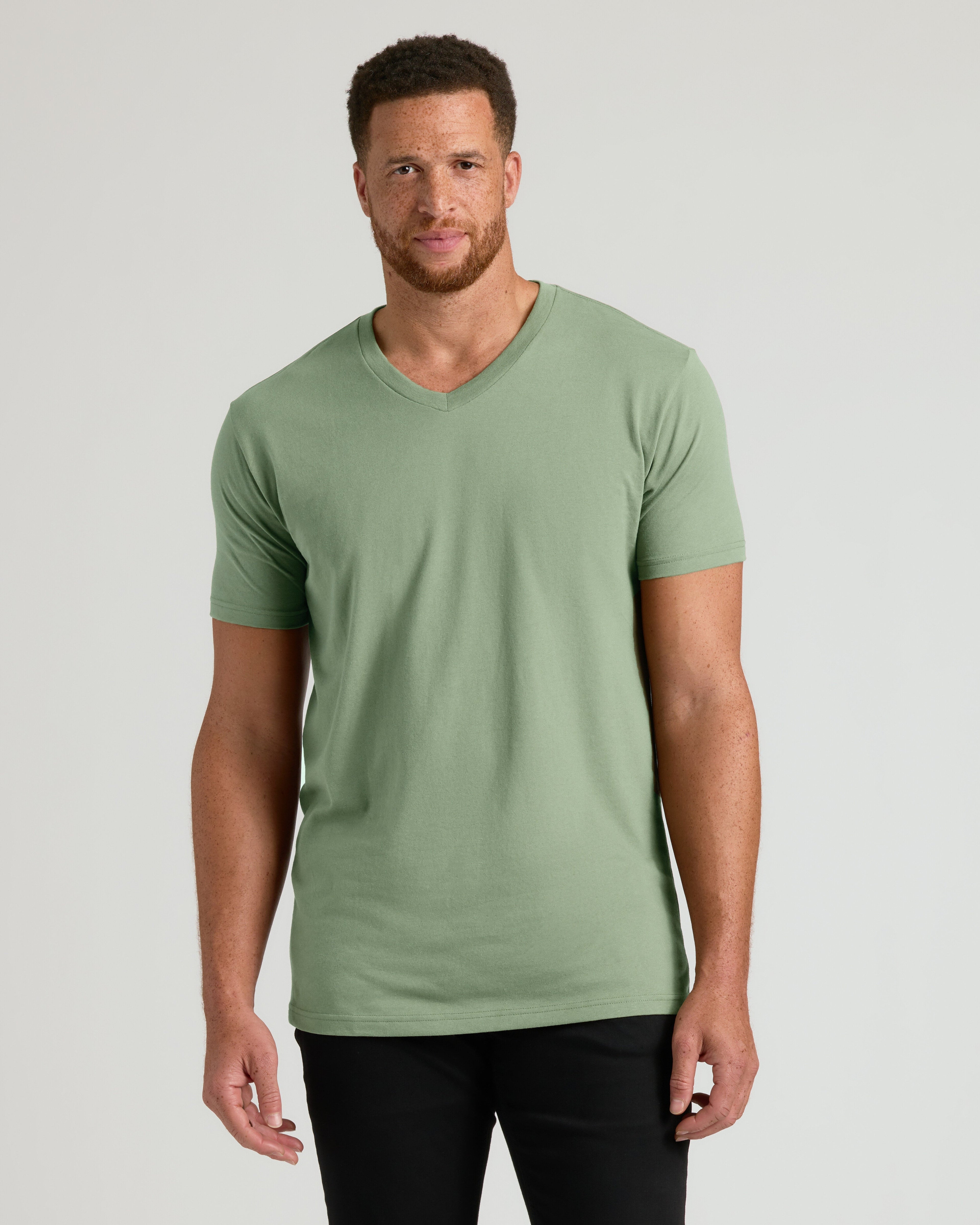 Sage Green Tall Short Sleeve V-Neck