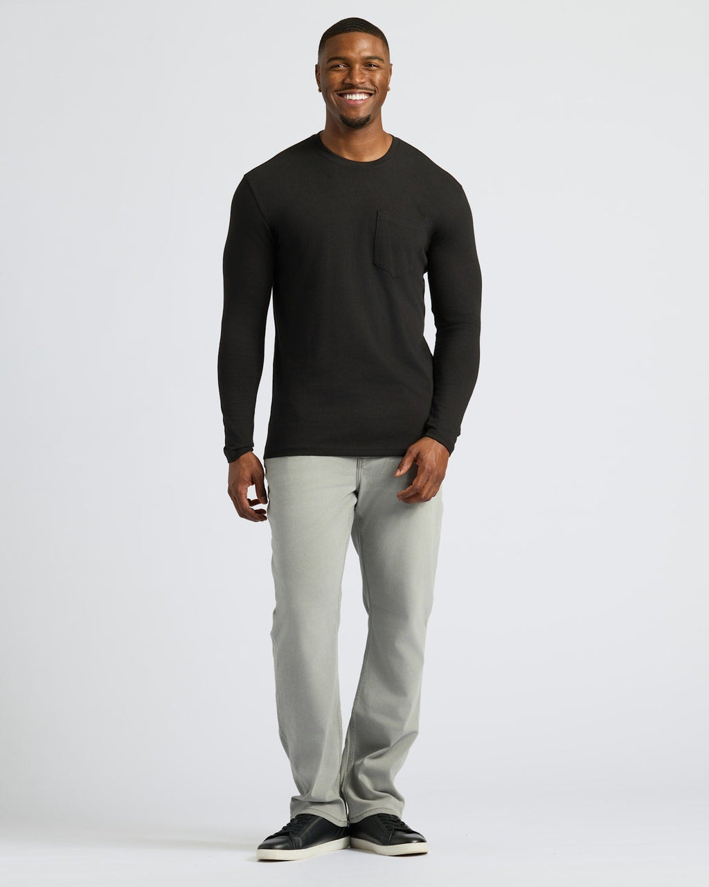 Black & Carbon Tall Heavyweight Long Sleeve Pocket Crew 4-Pack