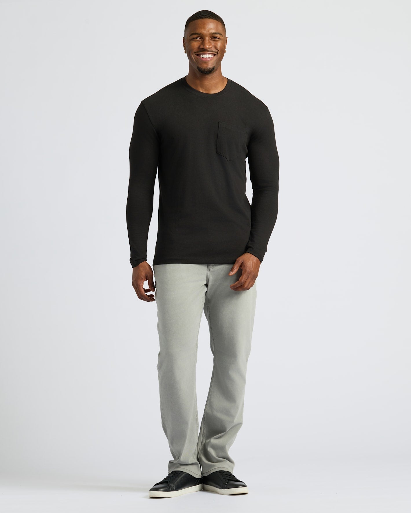 Black & Carbon Tall Heavyweight Long Sleeve Pocket Crew 4-Pack