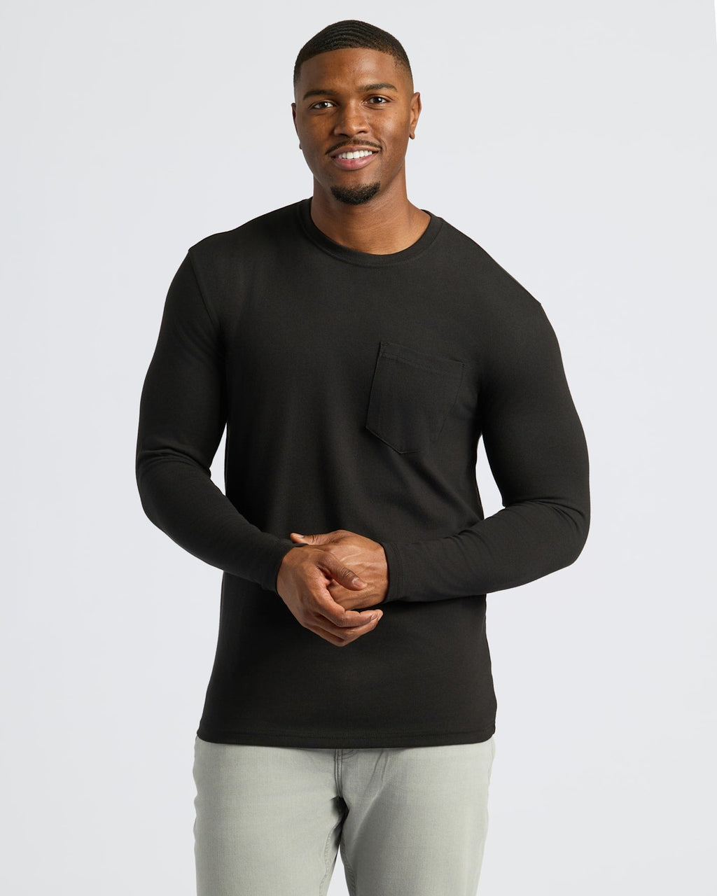 Black Tall Heavyweight Long Sleeve Pocket Crew 4-Pack