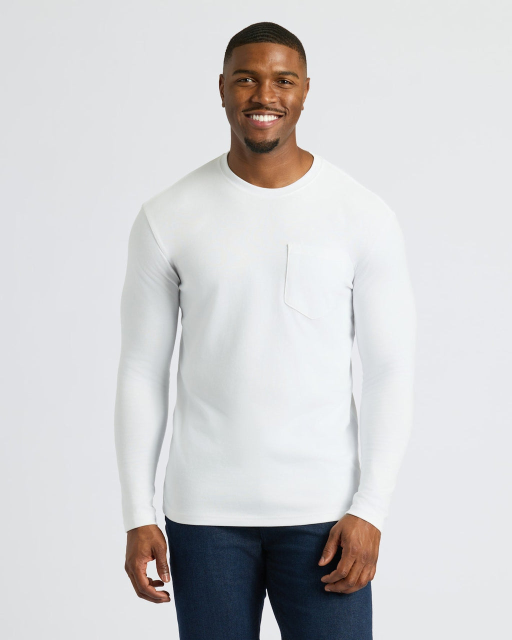 White Tall Heavyweight Long Sleeve Pocket Crew 2-Pack