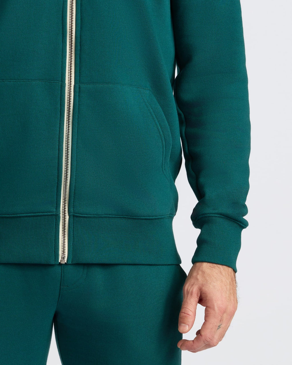 Deep Emerald Fleece French Terry Zip Hoodie