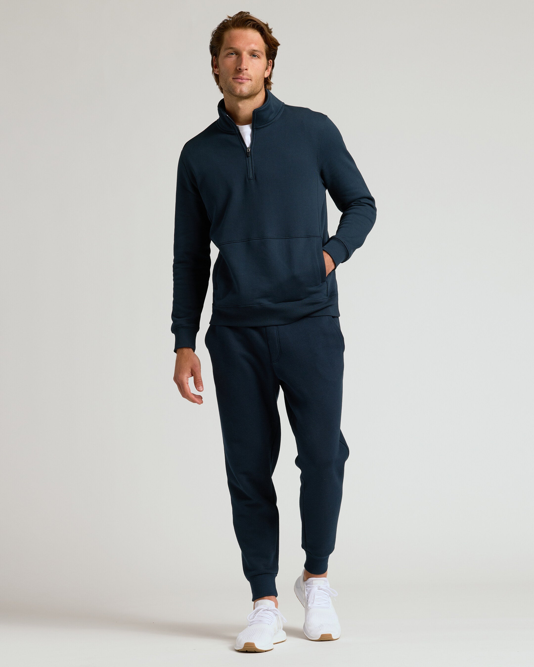Navy Quarter Zip Fleece Sweatshirt & Jogger 2-Pack