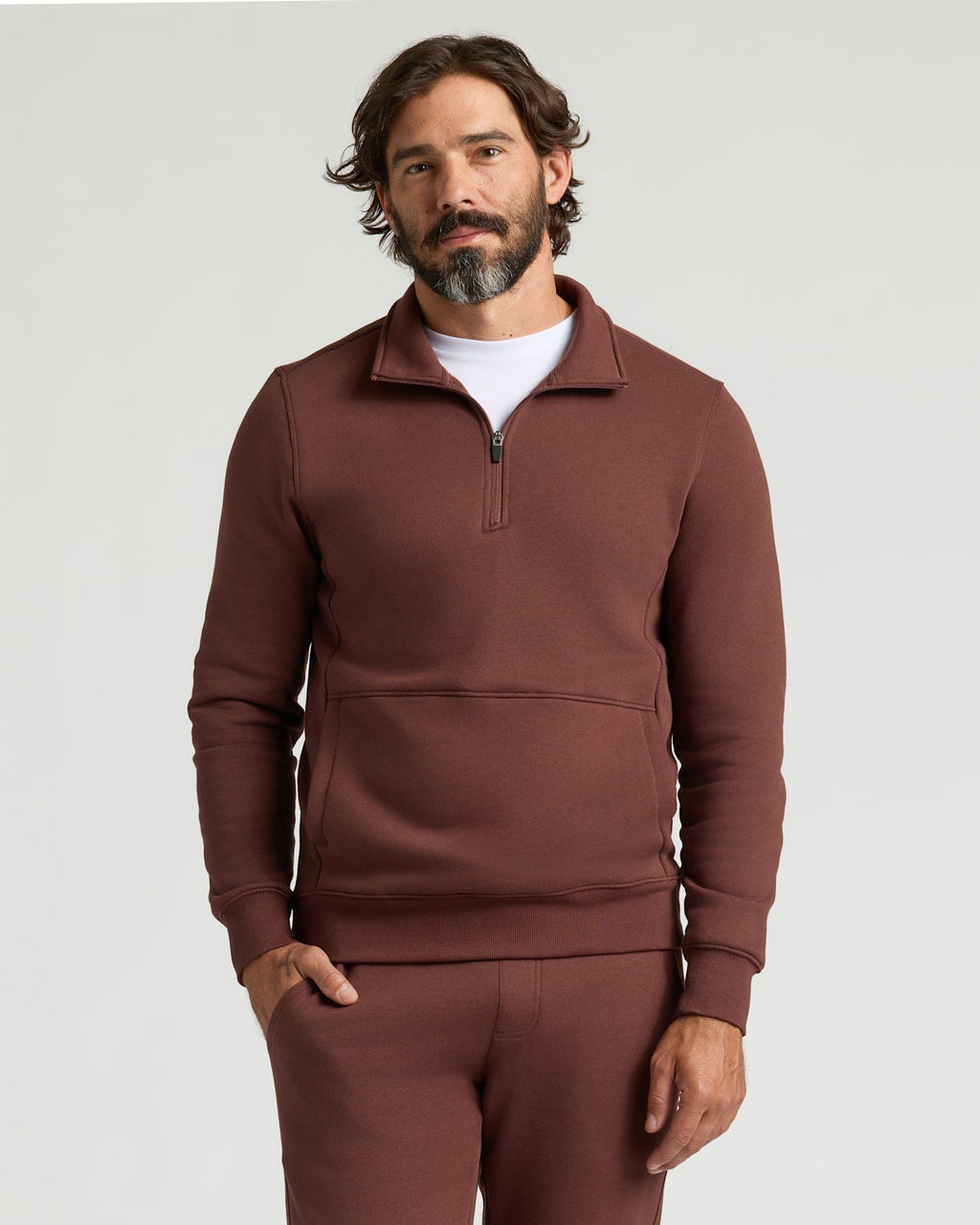 Carob Quarter Zip Fleece Sweatshirt & Jogger 2-Pack