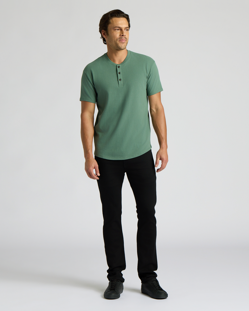Neo Fern Heavyweight Curved Hem Henley