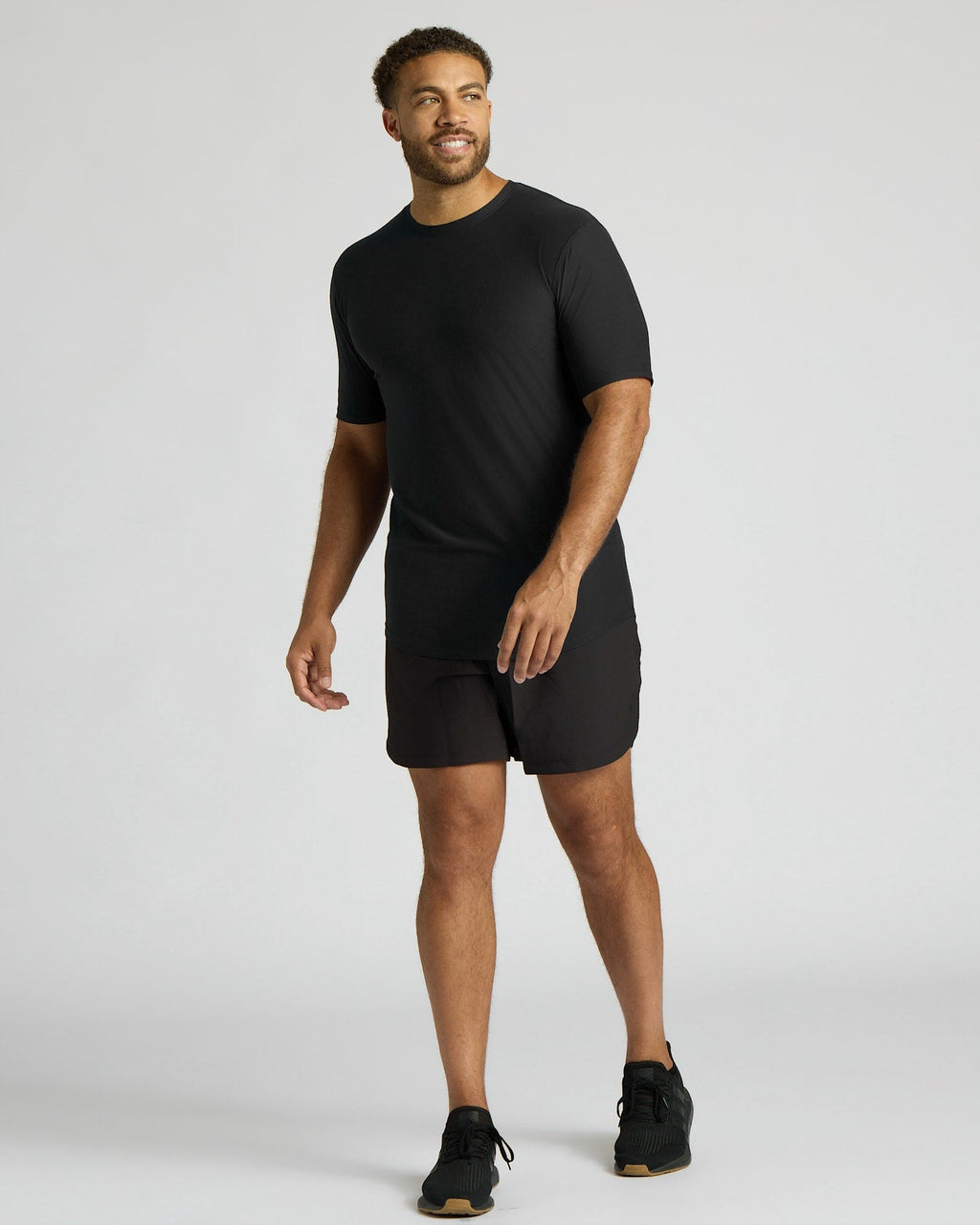 All Black Tall Active Curved Hem Crew 3-Pack
