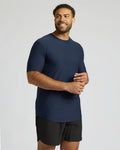 Navy Tall Active Curved Hem Crew