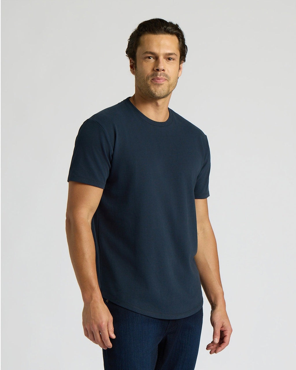 Navy Heavyweight Curved Hem Crew