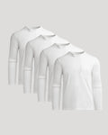White Heavyweight Long Sleeve Pocket Crew 4-Pack