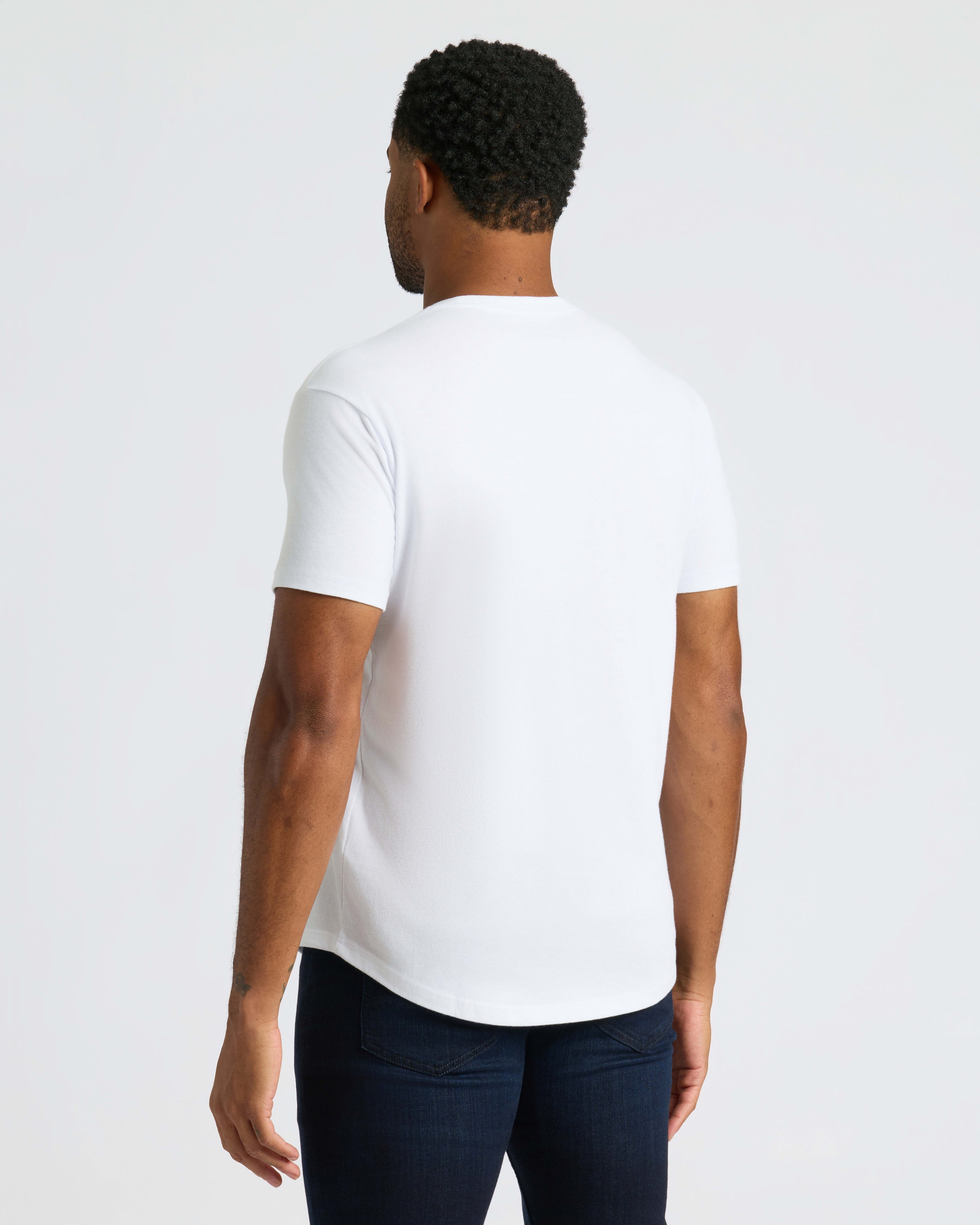 White Curved Hem Classic Crew Neck 6-Pack