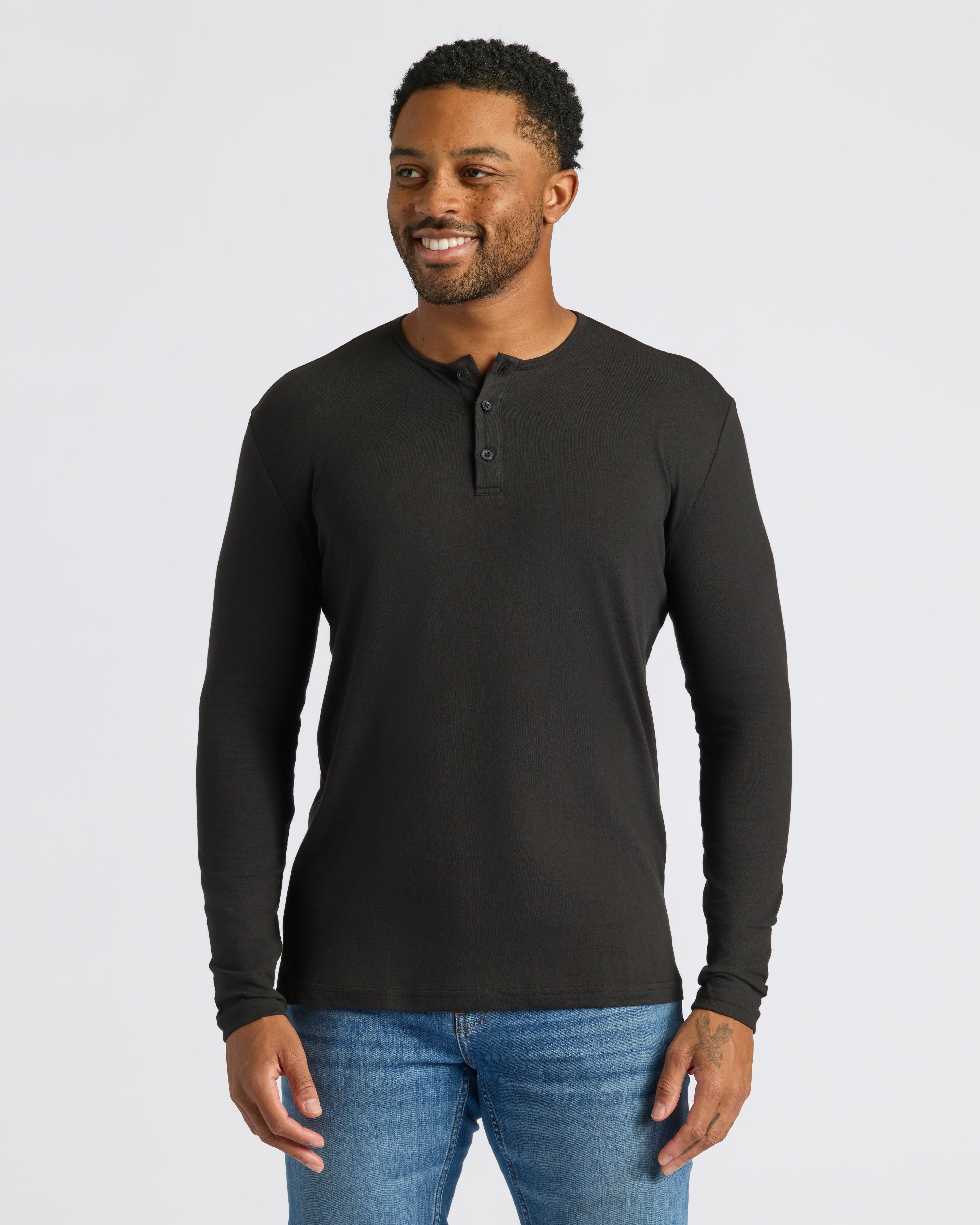 All Black Classic Henley 3-Pack